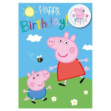 Happy Birthday Peppa Pig Birthday Card With Badge £2.45
